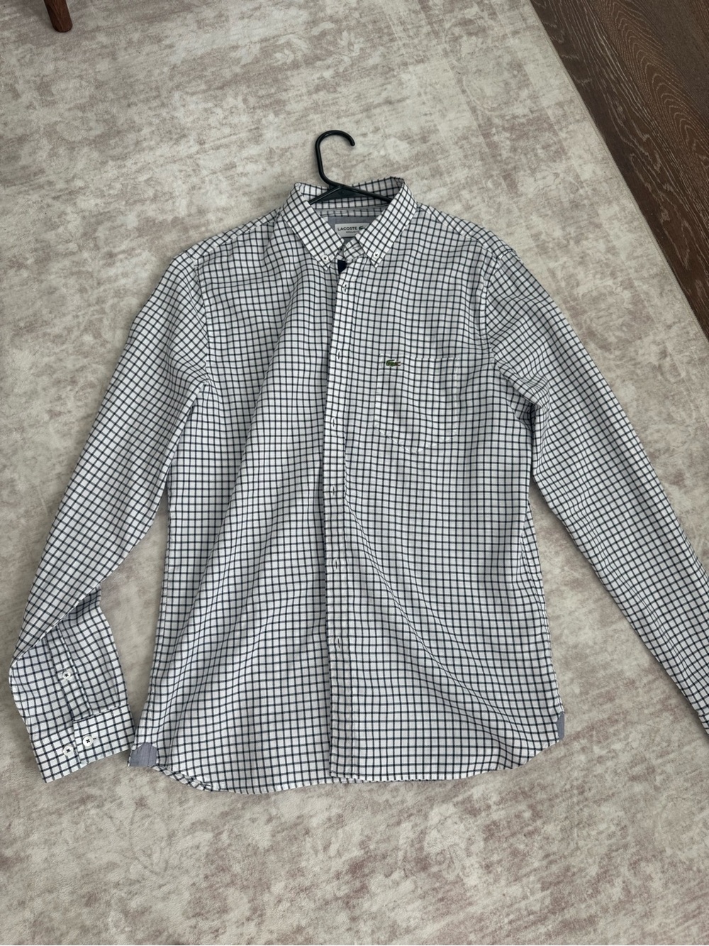 Lacoste White & Navy Checked Button-Up Shirt